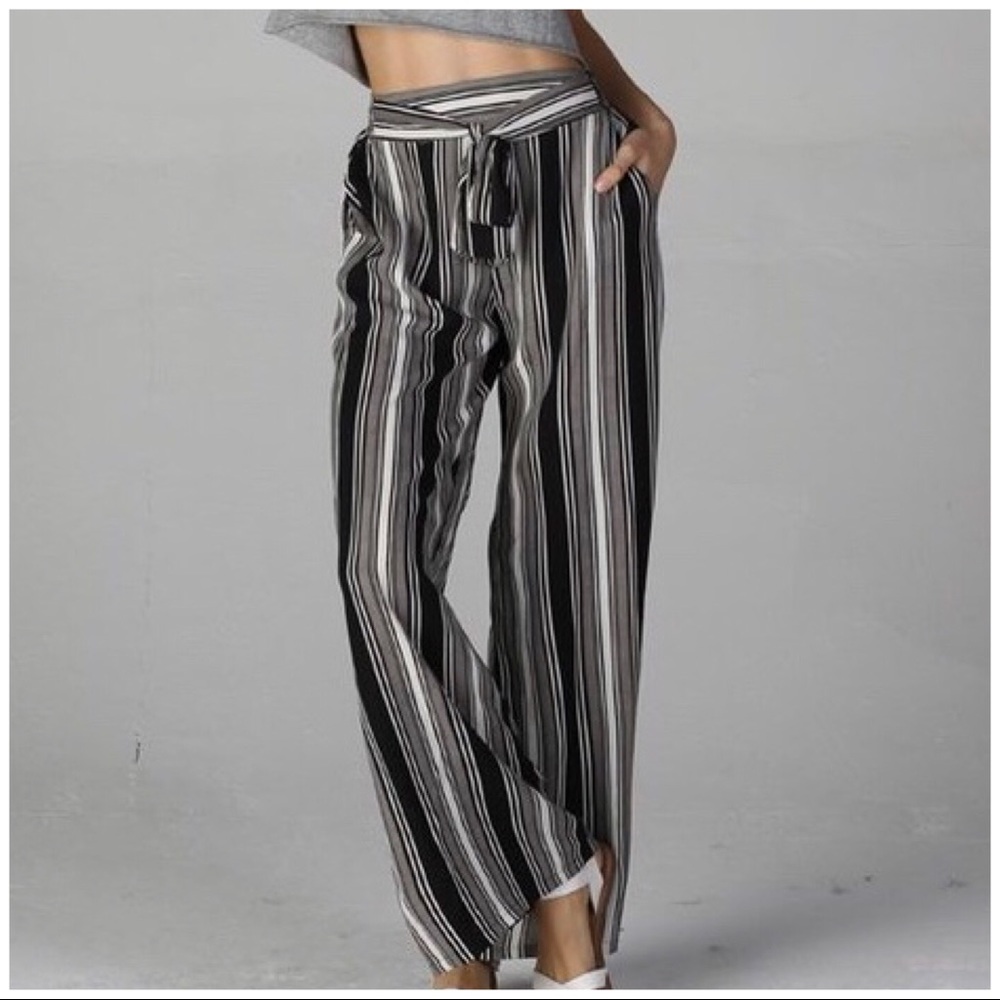 STRETCH  SMOCK WAIST WIDE LEG PANTS with POCKETS - Picture 15 of 15